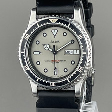 Orologio SEIKO ALBA Vintage Uomo Subacqueo 34mm Batteria Nuova Cinturino...