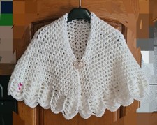 Mantellina della nonna bianca, uncinetto, coprispalle, lana oeko-tex, scialle