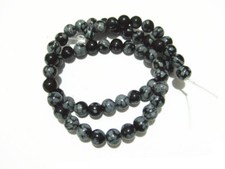 60pz/filo  perline pietre dure ossidiana fiocco di neve  naturale 6mm bijoux