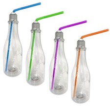 4er Set LED 400ml Partyglas con Coperchio E Cannuccia Plastica Cocktail Tazza