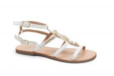 Patrizia Pepe Girl Sandali in Pelle e Doppio Cinturino Con Fibbie - 06 (Bianco)