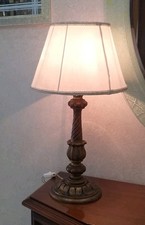 Antica Lampada legno tornito dorato lume da tavolo stile Rinascimento XX secolo 