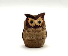 Gufo in legno soprammobile da collezione portafortuna