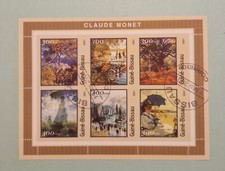 Foglietto da 6 Francobolli Timbrati Guinè- Bissau 2001. Quadri di Monet.