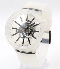 New Swiss Swatch Big Bold BLACKINJELLY Matte Clear Watch 47mm SO27E101 $125