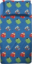 Avengers Completo Letto Singolo Lenzuolo Sopra + Sotto Con Angoli, Federa, Blu,