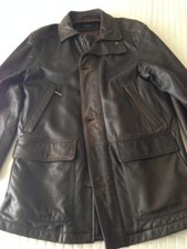 Cappotto Trench Milestone Giaccone Giacca Vera Pelle marrone brown Taglia 46