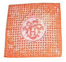 Foulard Hermes Mosaique Au 24 In Seta 90 Cm Arancione Cavallo Carre 35