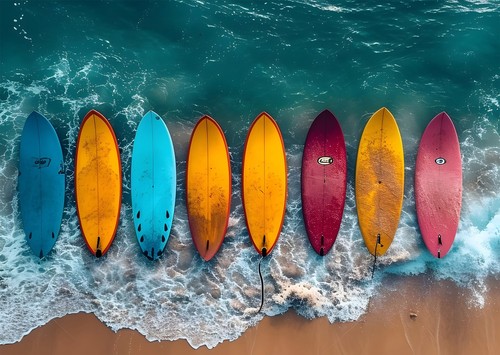 Tavole surf colorate scena - da,