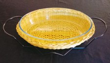 PIROFILA PYREX DE FRANCE OVALE TRASP. CESTINO GIALLO BASE DI FERRO  (SV)