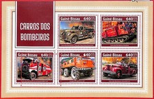 A1812 - GUINEA BISSAU, ERRORE: MISSPERF, M/S - 2018, Camion dei pompieri in tutto il mondo