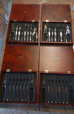 4 Set posate per crostacei di marca italiana Brandani, 4 cofanetti in legno 