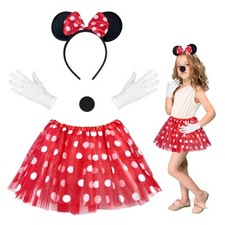 HONMOK 4 Pezzi Costume Carnevale Minnie Bambina Vestito Carnevale Topolina c