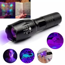 UV Flashlight LED Torch Zoomable Ultra Violet Black White Dual Light Detector