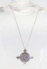 Collana Con Pendente A Croce In Argento Sterling Firmato Astratto Vintage