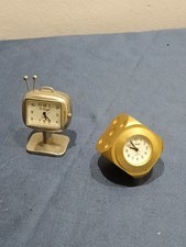 2 X Orologio Da Tavolo Le Temps TV + DADO Anni 70 Vintage Collezione