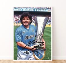 Diego Maradona Napoli Autografo Idea Regalo Coppa Uefa Cornice Passione Serie A