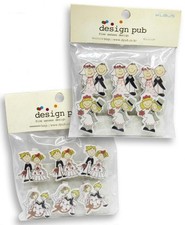 Set 6 mollette chiudipacco / segnaposto "Wedding"