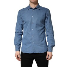 Camicia AGLINI blu cotone slim
