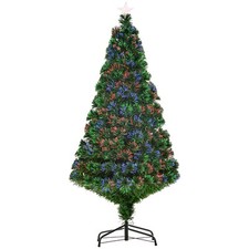 HOMCOM Albero di Natale Artificiale 150cm Illuminazione Fibra Ottica 180 Rami