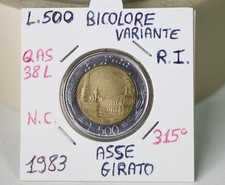 Repubblica italiana 500 lire Quirinale 1983 asse girato 315° alta conservazione