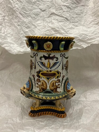 Vaso ginori trilobato maiolica