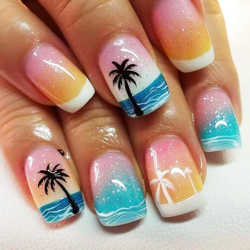 24pcs beach press nails - press, on
