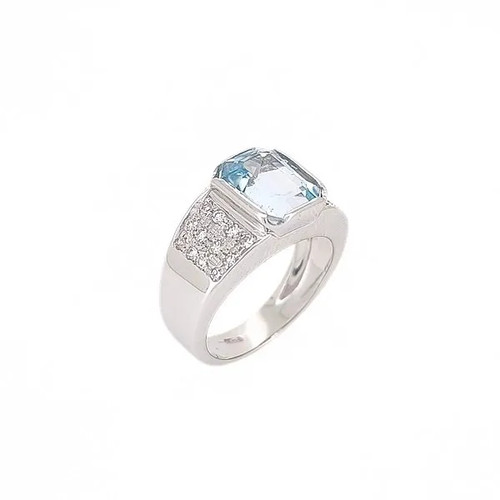 Anello acquamarina diamanti - anello,