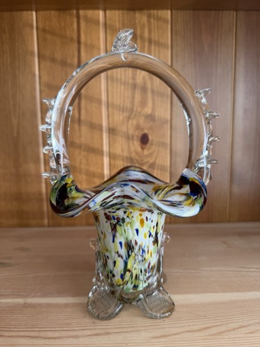 Vaso cesto vetro arte - , rumena