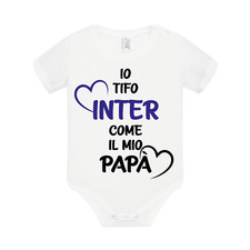 Body divertente neonato Io Tifo Inter come il mio papà interista