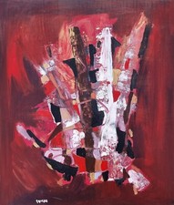 Fausto Ghiglia ( Pinerolo 1959)"Campi differenti" , acrilico astratto informale 