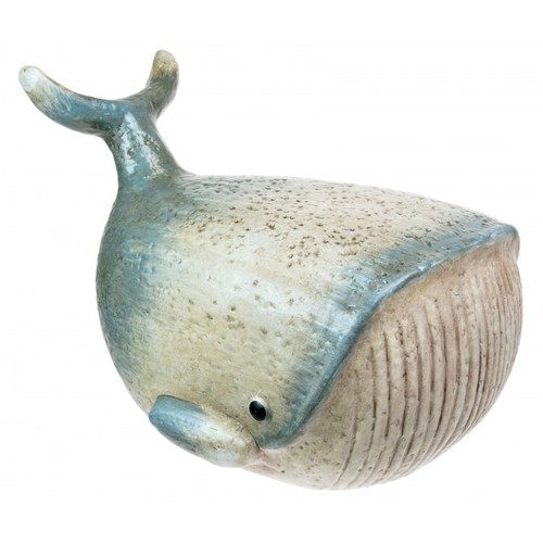Ceramic blue whale - blue, statue
