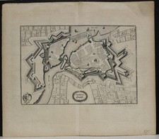GINEVRA SVIZZERA 1640 MERIAN INSOLITA ANTICA ORIGINALE RAME INCISO MAPPA DELLA CITTÀ