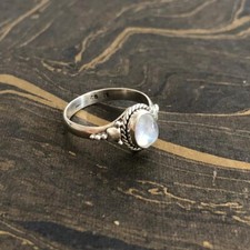 Pietra Lunare Arcobaleno Anello 925 Argento Sterling Boho Massiccio Regalo A Mom