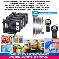 Nastro x Etichette Compatibile con Dymo D1 12mm x 7m 45013 x LabelManager 