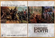Poster pubblicitario stampa gioco 2 pagine Empire Earth Rick Goodman Sierra Age Promo Art 2001