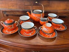 Magnifico Set da Tè Vintage in Porcellana Cinese "Drago Arancione" - Fine China