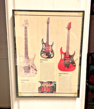 Quadro con cornice chitarre Ibanez Jem 8,5 x 11 pollici vintage anni 90 da collezione