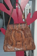 Borsetta Vintage Anni '70 In Vera Pelle Di Pitone Marrone
