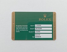 ROLEX Guarantee Warranty Card