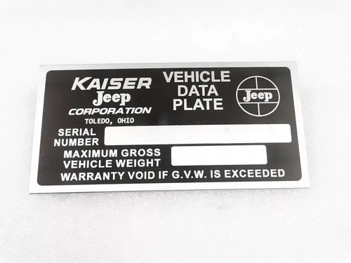 Targa dati per jeep - dati, kaiser
