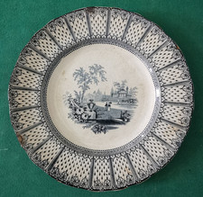 PALERMO _Fine '800/  Ceramica STAGNO _ Piatto piano con decori floreali_ Liberty