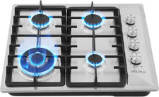 Piano Cottura a Gas, 4 Fuochi Piano Cottura a Gas Da Incasso in Acciaio, Pulsant