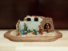 Presepe Artigianale Su Tagliere In Legno, Stile Popolare