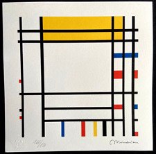 Piet Mondrian Litografia 1978 COA originale firmato numerata limitata 180 Ex