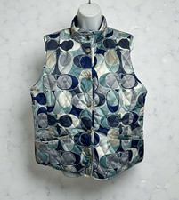 Giubbotto donna Coach reversibile imbottito taglia XL blu logo designer capospalla tasche