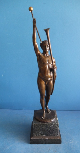 Vecchia statua bronzo - vecchia, in