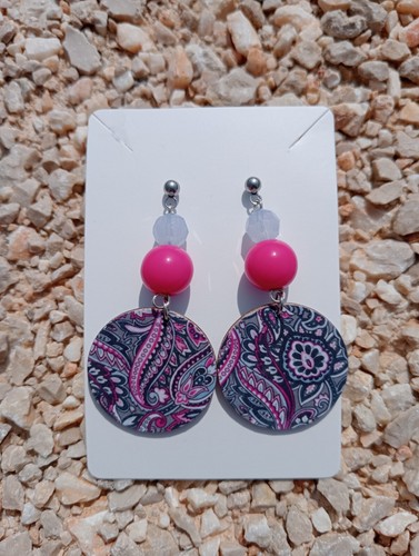 Orecchini paisley fucsia - orecchini,