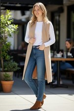 ZARA Gilet donna lungo misto