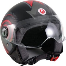 CASCO MOTO SCOOTER CIRCLE NERO ROSSO DEMI JET 101 CON VISIERA ELICOTTERISTA